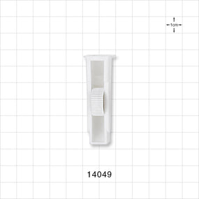 Roller Clamp with Click Stop, White Body, White Wheel; Assembled - Fits 0.256 inch OD Tubing (6.5 mm) - 14049