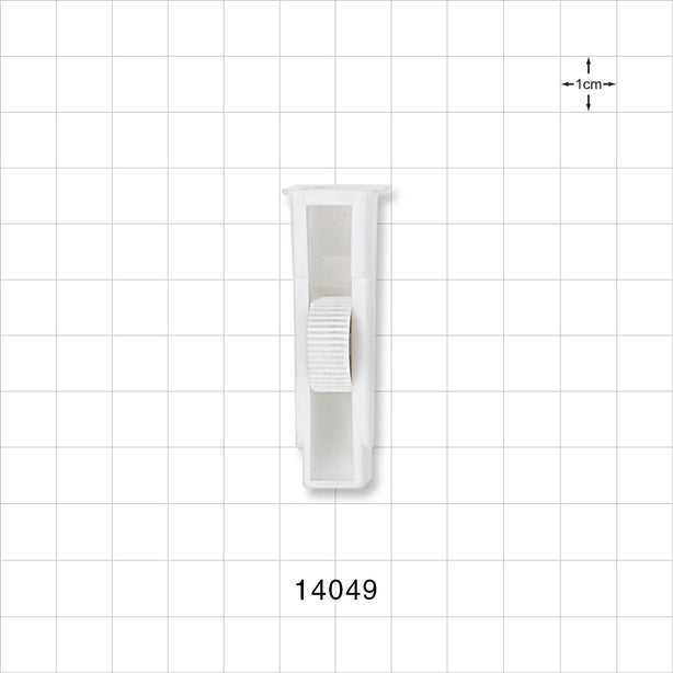 Roller Clamp with Click Stop, White Body, White Wheel; Assembled - Fits 0.256 inch OD Tubing (6.5 mm) - 14049
