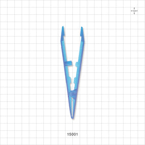 Single-Use Tweezer Forceps, Flat Pointed Tips, Blue - 5 inch (127 mm) - 15001