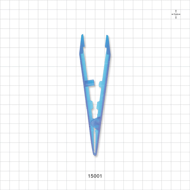 Single-Use Tweezer Forceps, Flat Pointed Tips, Blue - 5 inch (127 mm) - 15001