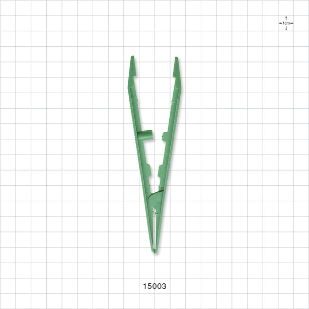 Single-Use Tweezer Forceps, Flat Pointed Tips, Green - 5 inch (127 mm) - 15003