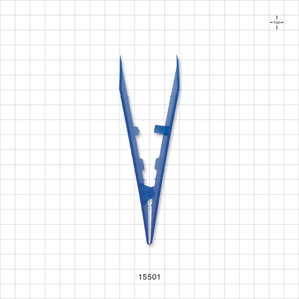 Single-Use Tweezer Forceps, Flat Square Tips, Dark Blue - 5 inch (127 mm) - 15501