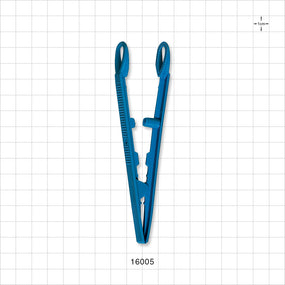 Single-Use Tweezer Forceps, Flat Round Tips, Dark Blue - 5 inch (127 mm) - 16005