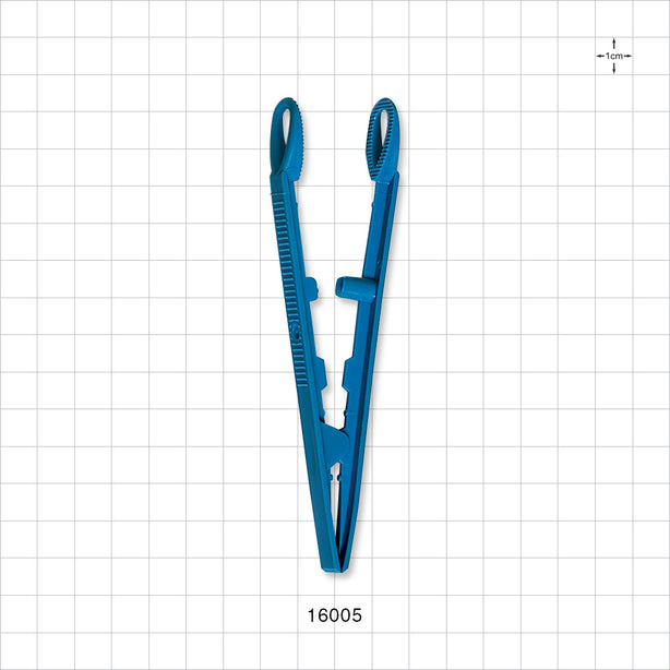 Single-Use Tweezer Forceps, Flat Round Tips, Dark Blue - 5 inch (127 mm) - 16005