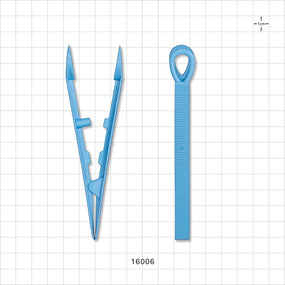 Single-Use Tweezer Forceps, Flat Round Tips, Light Blue - 5 inch (127 mm) - 16006
