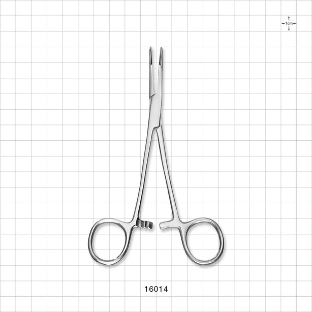 Single-Use Locking Kelly Forceps, Curved, Mirror Finish - 5.5 inch (140 mm) - 16014