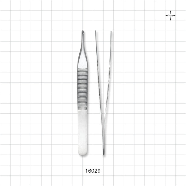 Single-Use Adson Tweezer Forceps, Serrated Tips, Satin Finish - 4.75 inch (121 mm) - 16029