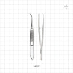 Single-Use Tweezer Dressing Forceps, Serrated Extra Fine Tips, Curved, Mirror Finish - 4 inch (102 mm) - 16037