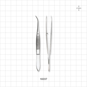 Single-Use Tweezer Dressing Forceps, Serrated Extra Fine Tips, Curved, Mirror Finish - 4 inch (102 mm) - 16037