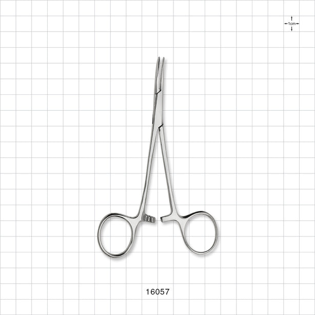 Single-Use Halstead Mosquito Forceps, Curved, Mirror Finish - 5 inch (127 mm) - 16057