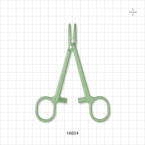 Single-Use Locking Forceps, Curved, Green - 5 inch (127 mm) - 16604