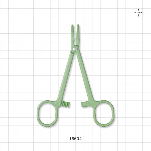 Single-Use Locking Forceps, Curved, Green - 5 inch (127 mm) - 16604