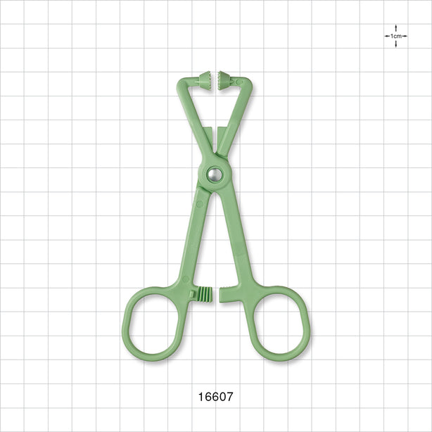 Single-Use Locking Forceps, Curved, Green - 4.75 inch (121 mm) - 16607