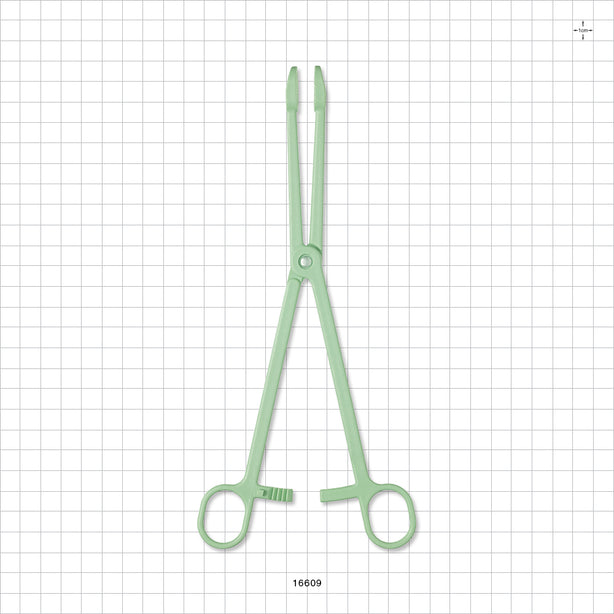 Single-Use Locking Forceps, Round Tips, Green - 9.5 inch (241 mm) - 16609