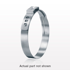 Oetiker StepLess Ear Clamp, Degreased, 100/Bag - 7 mm x 0.6 mm Band; 0.63 inch Closed - 0.756 inch Open Range (16 mm - 19.2 mm) - 16701018