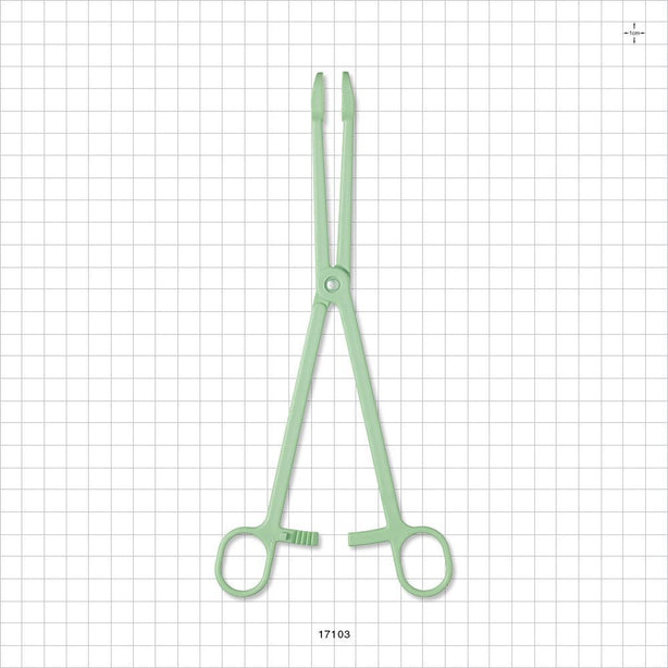 Single-Use Locking Forceps, Round Tips, Green - 9.5 inch (241 mm) - 17103