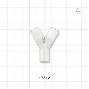 Y Connector, Tubing Ports, Natural - 3/8 inch ID (0.375 inch, 9.53 mm); 1/4 inch Thru Hole (0.25 inch, 6.35 mm) - 17512
