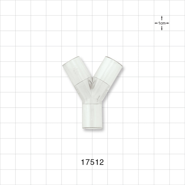 Y Connector, Tubing Ports, Natural - 3/8 inch ID (0.375 inch, 9.53 mm); 1/4 inch Thru Hole (0.25 inch, 6.35 mm) - 17512