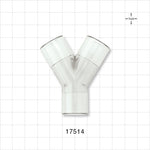 Y Connector, Tubing Ports, Natural - 11/16 inch ID (0.687 inch, 17.45 mm);1/2 inch Thru Hole (0.5 inch, 12.7 mm) - 17514