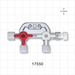 2-Gang Stopcock Manifold, 3 Female Luer Locks, Male Luer with Spin Lock, Non-Vented Caps - 29 psi - 17550
