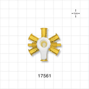 RondelO™ 6-Way Stopcock Manifold with 6 Female Luer Locks, Tubing Ports, Yellow - Fits 0.118 ID x 0.161 inch OD Tubing (3 mm x 4.1 mm); 29 PSI - 17561