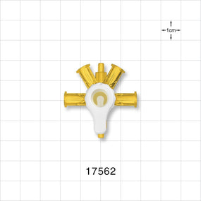 RondelO™ 4-Way Stopcock Manifold with 4 Female Luer Locks, Tubing Ports, Yellow - Fits 0.118 ID x 0.161 inch OD Tubing (3 mm x 4.1 mm); 29 PSI - 17562