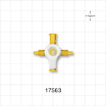 RondelO™ 2-Way Stopcock Manifold with 2 Female Luer Locks, Tubing Ports, Yellow - Fits 0.118 ID x 0.161 inch OD Tubing (3 mm x 4.1 mm); 29 PSI - 17563