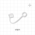 Male Luer Cap, Non-Vented w/Strap, White - 0.332 inch ID Application Loop (8.43 mm) - 17671