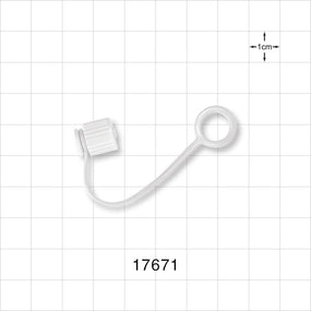 Male Luer Cap, Non-Vented w/Strap, White - 0.332 inch ID Application Loop (8.43 mm) - 17671