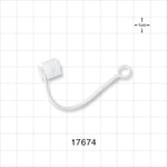 Male Luer Cap, Non-Vented w/Strap, White - 0.205 inch ID Application Loop (5.2 mm) - 17674