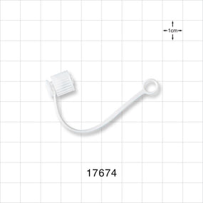 Male Luer Cap, Non-Vented w/Strap, White - 0.205 inch ID Application Loop (5.2 mm) - 17674