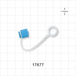 Male Luer Cap, Non-Vented w/Strap, Blue - 0.332 inch ID Application Loop (8.43 mm) - 17677