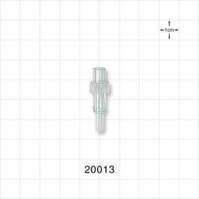 Male Luer Slip, Tubing Port, Clear - 0.157 inch ID / 0.26 inch OD (4 mm/6.6 mm) - 20013