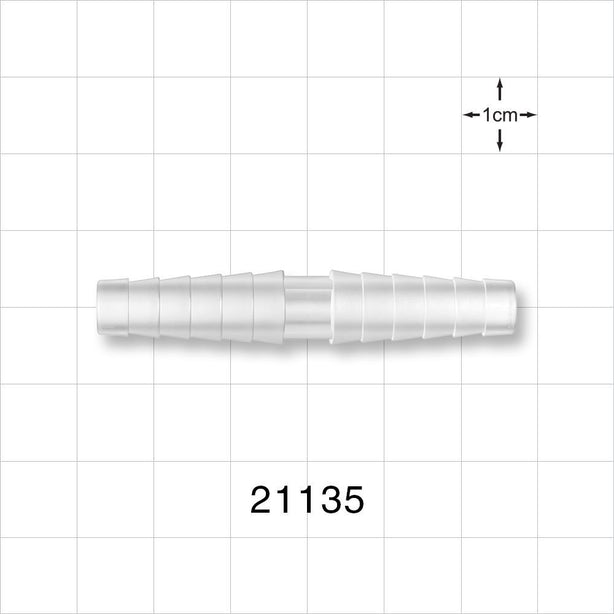 Straight Connector, Barbed, Natural - Fits 0.295 inch - 0.394 inch ID Tubing (7.5 mm - 10 mm) - 21135