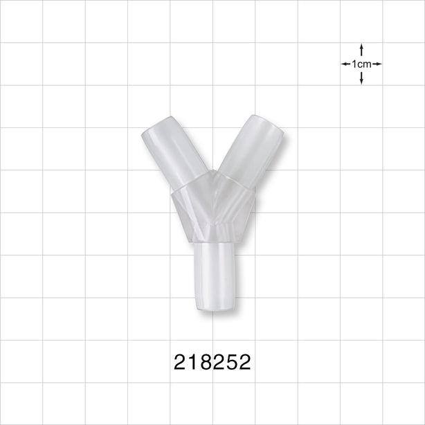Y Connector, Tubing Ports, Natural - Fits 5/16 inch ID Tubing (0.313 inch, 7.94 mm) - 218252