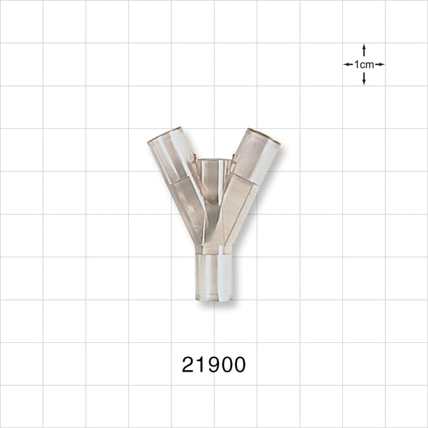 Y Connector, Tubing Ports, Natural - 0.268 inch ID (6.81 mm) - 21900