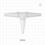 T Connector, Reducer, Barbed, Natural - 0.276 inch - 0.512 inch OD (7 mm - 13 mm) - 22100