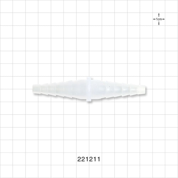 Straight Connector, Barbed, Natural - Fits 1/4 inch - 7/16 inch ID Tubing (0.25 inch - 0.438 inch, 6.35 mm - 11.11 mm) - 221211