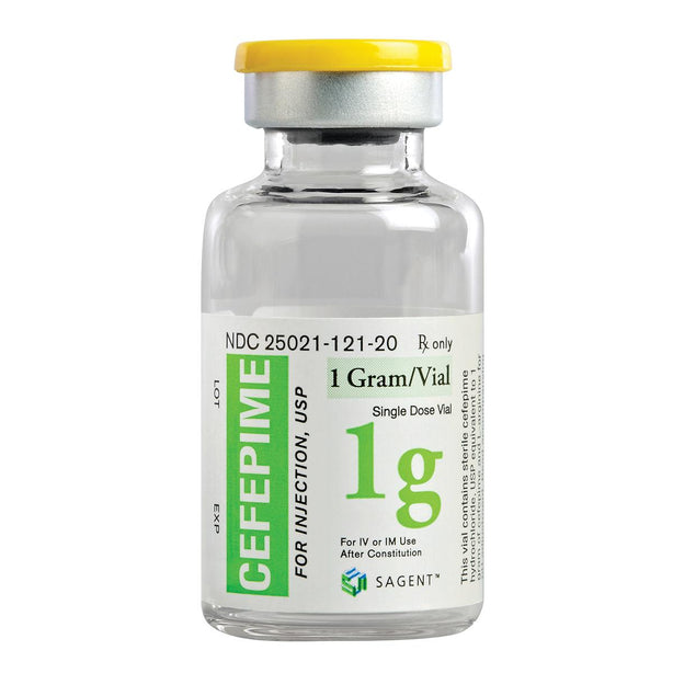 Sagent Pharmaceuticals Injection 25021-0121-20 Cefepime 1 gm Vial 10 per Box - MDL-25021-121-20 - 10 Each