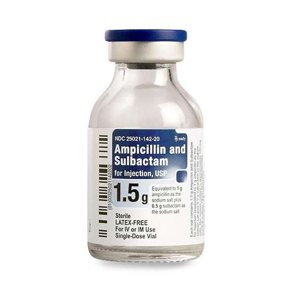 Sagent Pharmaceuticals Ampicillin-Sulbactam Injection 25021-0142-20 Ampicillin+Sulbactam 1.5gm Single Dose Vial, 10 per Box - MDL-25021-142-20 - 10 Each