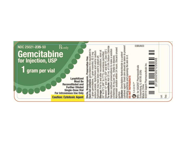 Gemcitabine Injections - 25021-0235-50 - 1 Each - MDL-25021-235-50