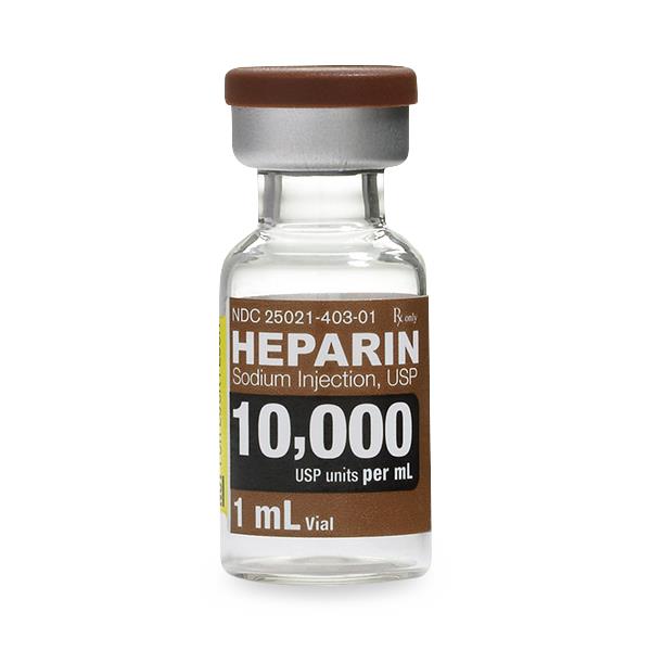 Sagent Pharmaceuticals 25021-0403-01 Heparin Sodium Injection, 10,000 Units / mL, Single-Dose Vial, 25 x 1 mL - MDL-25021-403-01 - 25 Each