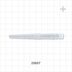 Straight Connector, Reducer, Barbed, Natural - Fits 1/4 inch x 3/16 inch - 11/32 inch ID Tubing (0.25 inch x 0.188 inch - 0.343 inch, 6.35 mm x 4.76 mm - 8.71 mm) - 25657