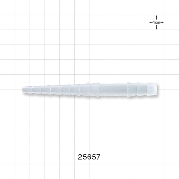 Straight Connector, Reducer, Barbed, Natural - Fits 1/4 inch x 3/16 inch - 11/32 inch ID Tubing (0.25 inch x 0.188 inch - 0.343 inch, 6.35 mm x 4.76 mm - 8.71 mm) - 25657