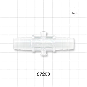 Straight Connector, Barbed, Female Luer Lock Side Port, Natural - Fits 1/2 inch ID Tubing (0.5 inch; 12.7 mm) - 27208