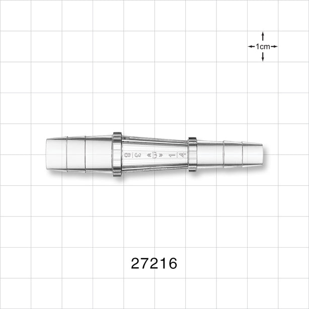 Straight Connector, Reducer, Barbed, Natural - Fits 3/8 inch x 1/4 inch ID Tubing (0.375 inch x 0.25 inch, 9.53 mm x 6.35 mm) - 27216