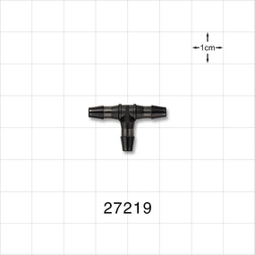 T Connector, Barbed, Black - Fits 1/8 inch ID Tubing (0.125 inch, 3.18 mm) - 27219