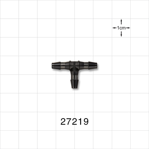 T Connector, Barbed, Black - Fits 1/8 inch ID Tubing (0.125 inch, 3.18 mm) - 27219
