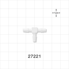 T Connector, Barbed, White - Fits 1/8 inch ID Tubing (0.125 inch, 3.18 mm) - 27221