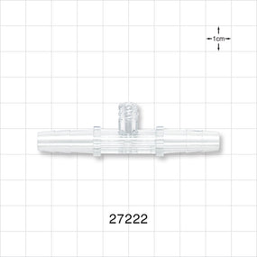 Straight Connector, Barbed, Female Luer Lock Side Port, Clear - Fits 1/4 inch ID Tubing (0.25 inch, 6.35 mm) - 27222